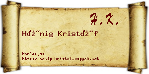 Hönig Kristóf névjegykártya